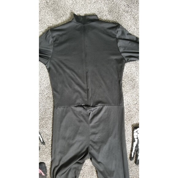 Skeleton Halloween Costume w/Hood & Gloves 1/2 Zip Approx Youth LARGE Pre-owned - Picture 8 of 9